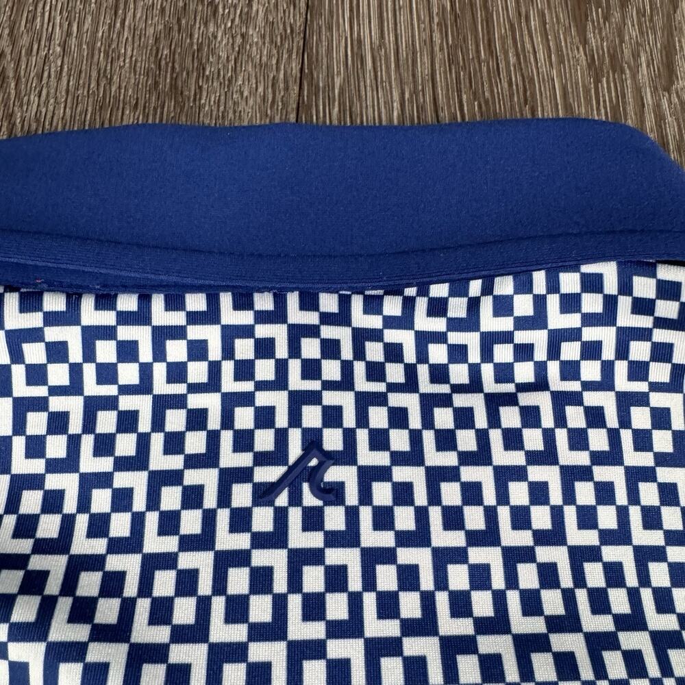 REDVANLY Polo Shirt Mens Large Blue Geometric Golf Performance Stretch Tech - Picture 12 of 12